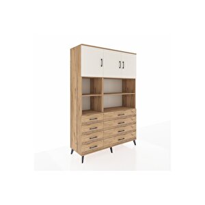 Hyperion Dolap 8 Raflı 8 Çekmeceli 3 Kapaklı 132x44x195 Çam-aytaşı/çam