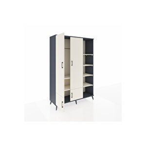 Hyperion Gardrop 6 Raflı 4 Kapaklı Tek Askılı 132x44x195 Antrasit-aytaşı