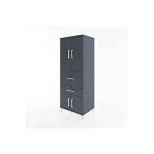 Hyperion Dolap 3 Raflı 2 Çekmeceli 4 Kapaklı 60x44x163 Antrasit-antrasit