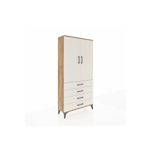 Arges Dolap 3 Raflı 4 Çekmeceli 2 Kapaklı 88x30x182 Çam-aytaşı