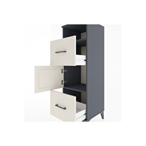 Hyperion Dolap 2 Raflı 2 Çekmeceli Tek Kapaklı 44x44x134 Antrasit-aytaşı