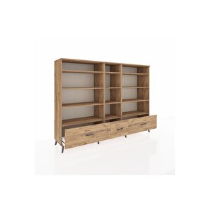 Hyperion Dolap 12 Raflı 3 Çekmeceli  220x44x163 Çam-çam