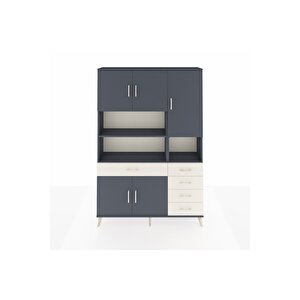 Arges Dolap 9 Raflı 5 Çekmeceli 5 Kapaklı 132x30x195 Antrasit-antrasit/aytaşı