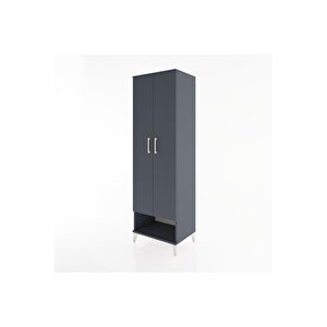 Hyperion Dolap 4 Raflı 2 Kapaklı 60x44x195 Antrasit-antrasit