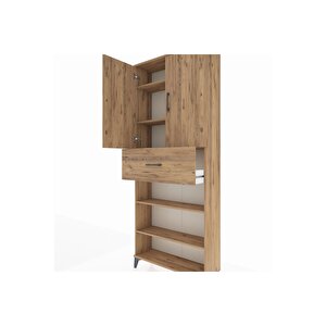 Arges Dolap 5 Raflı Tek Çekmeceli 2 Kapaklı 88x30x221 Çam-çam