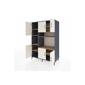 Kronos Dolap 9 Raflı 6 Kapaklı 132x59x195 Antrasit-aytaşı/çam