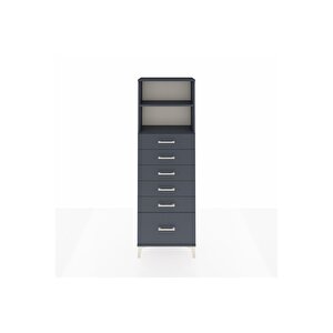 Arges Dolap 2 Raflı 6 Çekmeceli 60x30x182 Antrasit-antrasit