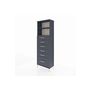 Arges Dolap 2 Raflı 6 Çekmeceli 60x30x182 Antrasit-antrasit