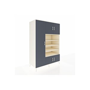 Kronos Dolap 10 Raflı 5 Kapaklı 132x59x195 Aytaşı-antrasit/aytaşı