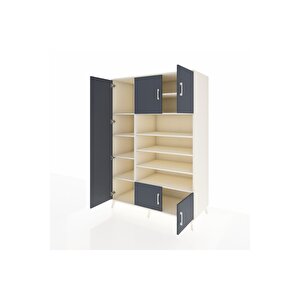 Kronos Dolap 10 Raflı 5 Kapaklı 132x59x195 Aytaşı-antrasit/aytaşı