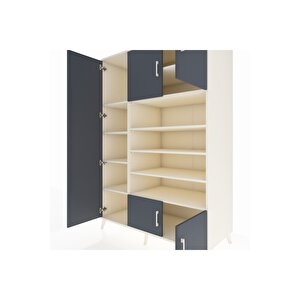 Kronos Dolap 10 Raflı 5 Kapaklı 132x59x195 Aytaşı-antrasit/aytaşı