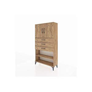 Arges Dolap 3 Raflı 3 Çekmeceli 2 Kapaklı 88x30x163 Çam-çam