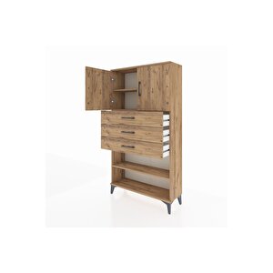 Arges Dolap 3 Raflı 3 Çekmeceli 2 Kapaklı 88x30x163 Çam-çam