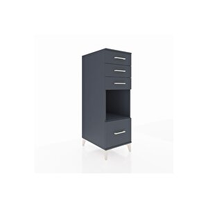 Kronos Dolap Tek Raflı 4 Çekmeceli 44x59x134 Antrasit-antrasit