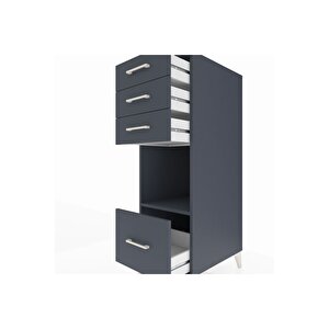 Kronos Dolap Tek Raflı 4 Çekmeceli 44x59x134 Antrasit-antrasit