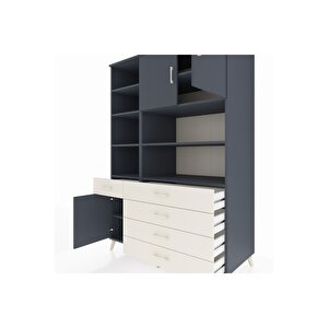 Kronos Dolap 9 Raflı 5 Çekmeceli 3 Kapaklı 132x59x195 Antrasit-antrasit/aytaşı