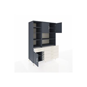 Kronos Dolap 9 Raflı 5 Çekmeceli 3 Kapaklı 132x59x195 Antrasit-antrasit/aytaşı