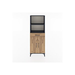 Arges Dolap 3 Raflı Tek Çekmeceli 2 Kapaklı 60x30x163 Antrasit-çam