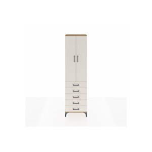 Arges Dolap 2 Raflı 5 Çekmeceli Tek Askılı 60x30x221 Çam-aytaşı