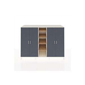 Kronos Dolap 12 Raflı 4 Kapaklı 220x59x163 Aytaşı-antrasit/çam