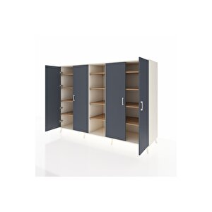 Kronos Dolap 12 Raflı 4 Kapaklı 220x59x163 Aytaşı-antrasit/çam