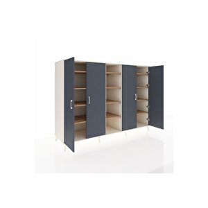 Kronos Dolap 12 Raflı 4 Kapaklı 220x59x163 Aytaşı-antrasit/çam