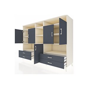 Kronos Dolap 12 Raflı 4 Çekmeceli 5 Kapaklı 220x59x163 Aytaşı-antrasit