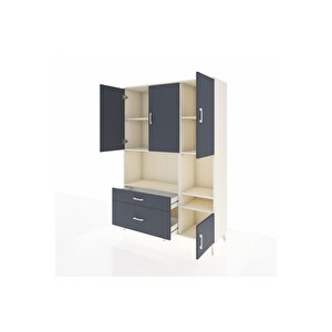 Hyperion Gardrop 7 Raflı 2 Çekmeceli 4 Kapaklı 132x44x195 Aytaşı-antrasit