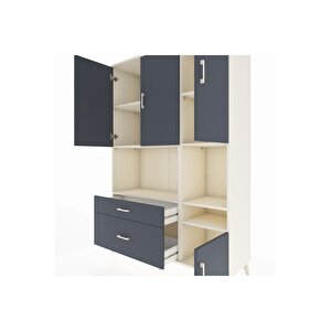 Hyperion Gardrop 7 Raflı 2 Çekmeceli 4 Kapaklı 132x44x195 Aytaşı-antrasit