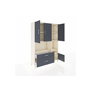 Hyperion Gardrop 7 Raflı 2 Çekmeceli 4 Kapaklı 132x44x195 Aytaşı-antrasit