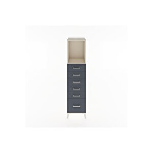 Hyperion Dolap Tek Raflı 6 Çekmeceli 44x44x182 Aytaşı-antrasit