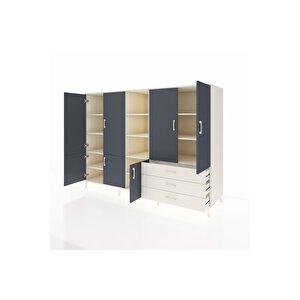 Kronos Dolap 11 Raflı 3 Çekmeceli 7 Kapaklı 220x59x163 Aytaşı-antrasit/aytaşı