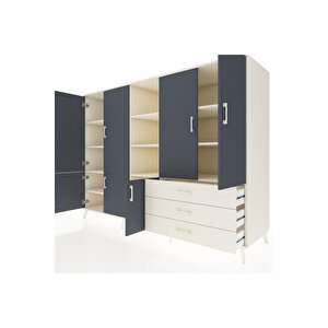 Kronos Dolap 11 Raflı 3 Çekmeceli 7 Kapaklı 220x59x163 Aytaşı-antrasit/aytaşı