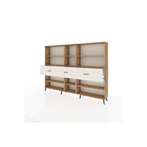 Arges Dolap 9 Raflı 3 Çekmeceli  220x30x163 Çam-çam/aytaşı