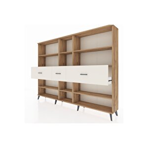 Arges Dolap 9 Raflı 3 Çekmeceli  220x30x163 Çam-çam/aytaşı