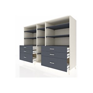 Kronos Dolap 10 Raflı 6 Çekmeceli  220x59x163 Aytaşı-antrasit