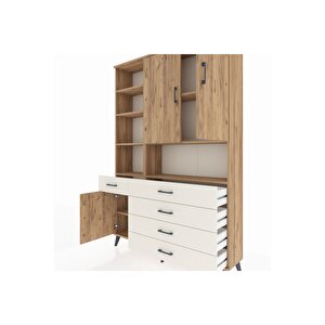 Arges Dolap 8 Raflı 5 Çekmeceli 3 Kapaklı 132x30x195 Çam-çam/aytaşı