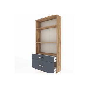 Arges Dolap 3 Raflı 2 Çekmeceli 88x30x182 Çam-antrasit