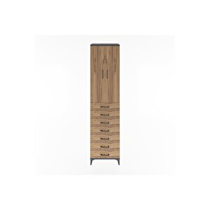 Hyperion Dolap 3 Raflı 7 Çekmeceli 2 Kapaklı 60x44x243 Antrasit-çam