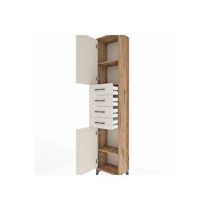 Arges Dolap 3 Raflı 4 Çekmeceli 2 Kapaklı 44x30x221 Çam-aytaşı