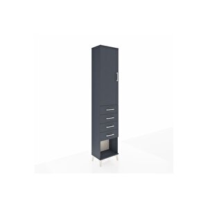 Arges Dolap 3 Raflı 4 Çekmeceli Tek Kapaklı 44x30x221 Antrasit-antrasit