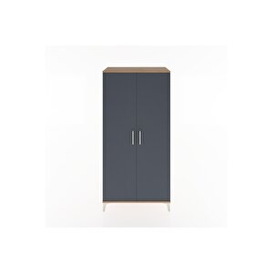 Hyperion Dolap 2 Raflı 2 Kapaklı Tek Askılı 88x44x182 Çam-antrasit
