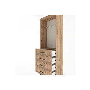 Arges Dolap Tek Raflı 4 Çekmeceli Tek Askılı 60x30x163 Çam-çam