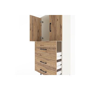 Arges Dolap Tek Raflı 3 Çekmeceli 2 Kapaklı 60x30x134 Aytaşı-çam