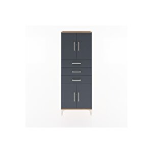 Arges Dolap 3 Raflı 3 Çekmeceli 4 Kapaklı 60x30x163 Çam-antrasit
