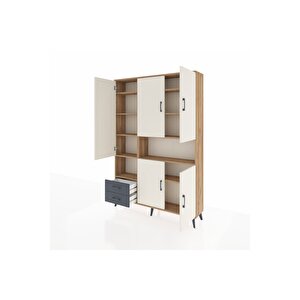 Arges Dolap 10 Raflı 2 Çekmeceli 5 Kapaklı 132x30x195 Çam-aytaşı/antrasit