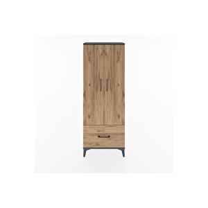 Arges Dolap 4 Raflı Tek Çekmeceli 2 Kapaklı 60x30x163 Antrasit-çam