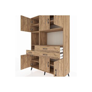 Hyperion Gardrop 9 Raflı 3 Çekmeceli 6 Kapaklı 132x44x195 Çam-çam