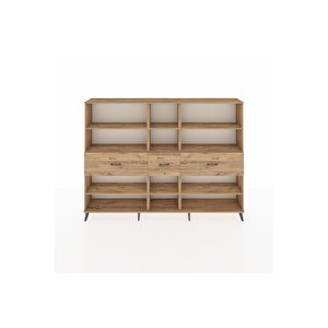 Arges Dolap 9 Raflı 3 Çekmeceli  220x30x163 Çam-çam