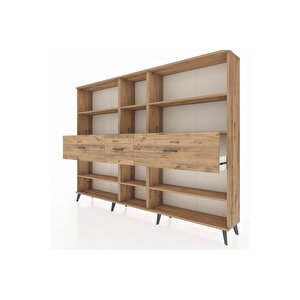 Arges Dolap 9 Raflı 3 Çekmeceli  220x30x163 Çam-çam